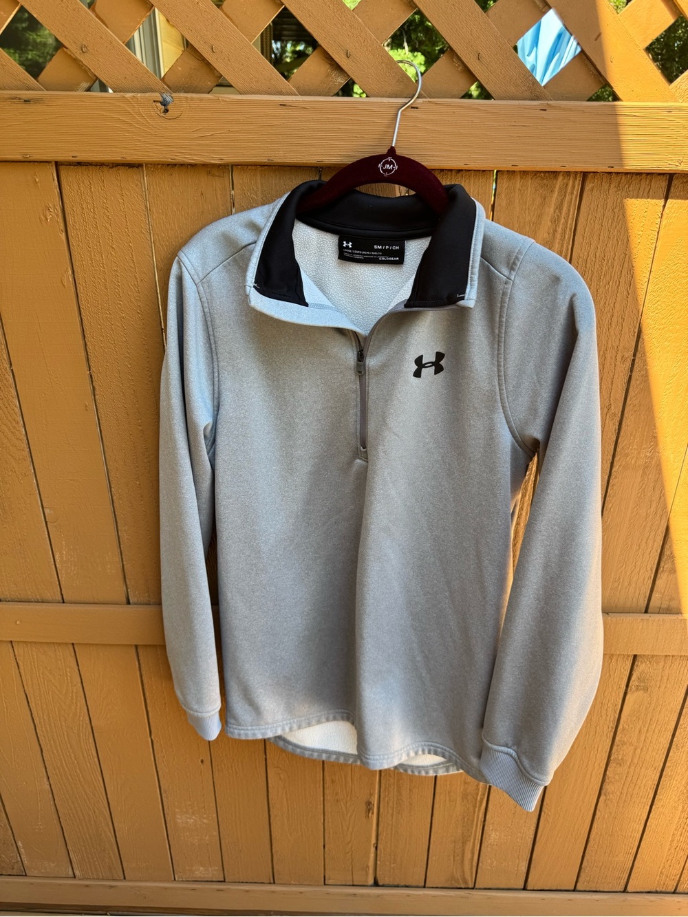 Under Armour Light Gray and Black Half-Zip Pullover